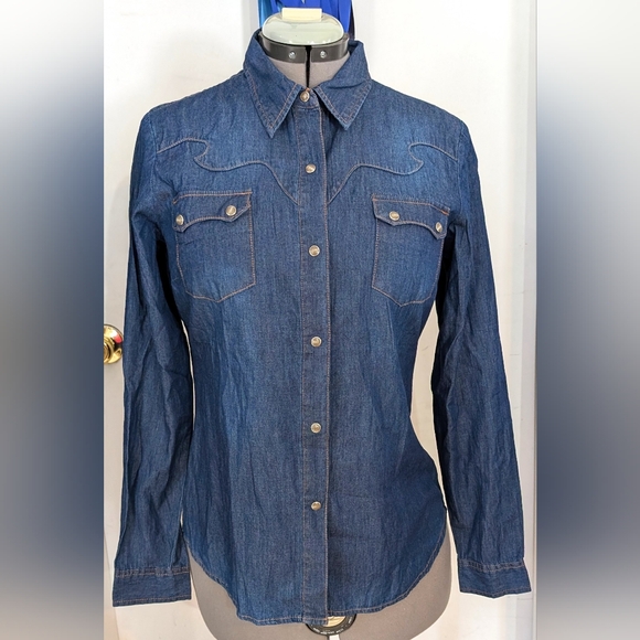 Roper Tops - NEW Western Roper Blue Denim Blouse